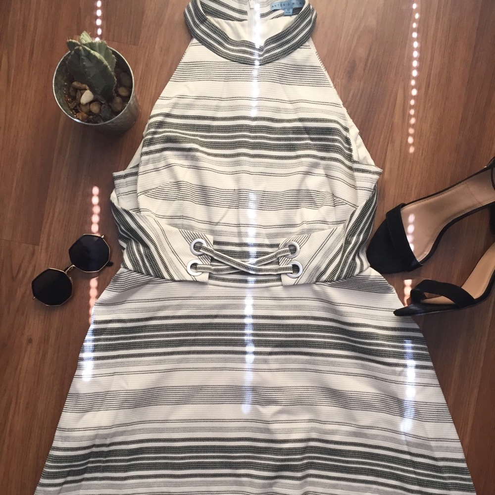 Antonio Melani Stripe Women’s High Mock Neck Dress